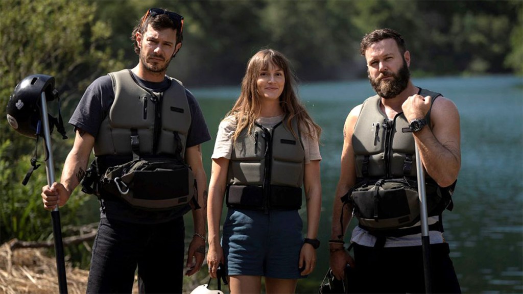 Adam Brody, Leighton Meester and Taran Killam in ‘River Wild - (PHOTO CREDIT DÁVID LUKÁCS, UNIVERSAL 1440)