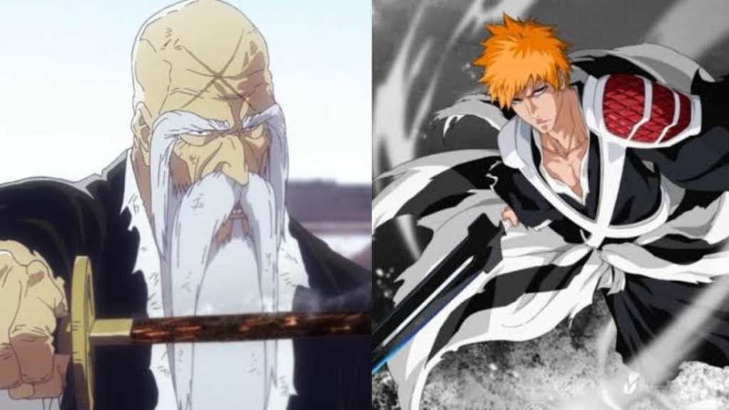 Shigekuni's Ryujin Jakka and Ichigo's Zangetsu in Bleach