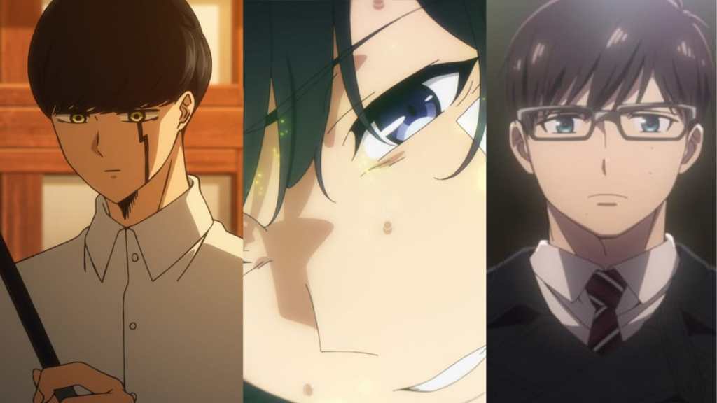 Mash, Sung Jinwoo, Yukio Okumura from Mashle: Magic and Muscles, Solo Leveling, Blue Exorcist (Anime produced by A-1 Pictures)