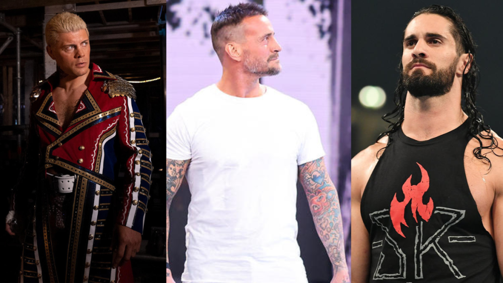 WWE Superstars Cody Rhodes, CM Punk and Seth Rollins