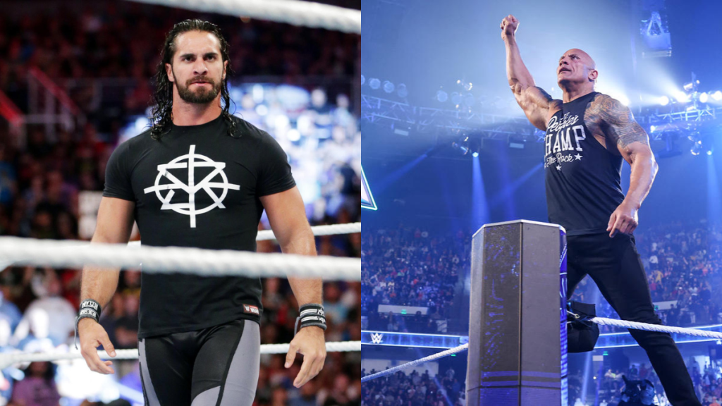 WWE Superstars Seth Rollins and The Rock