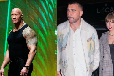 The Rock, Taylor Swift and Travis Kelce