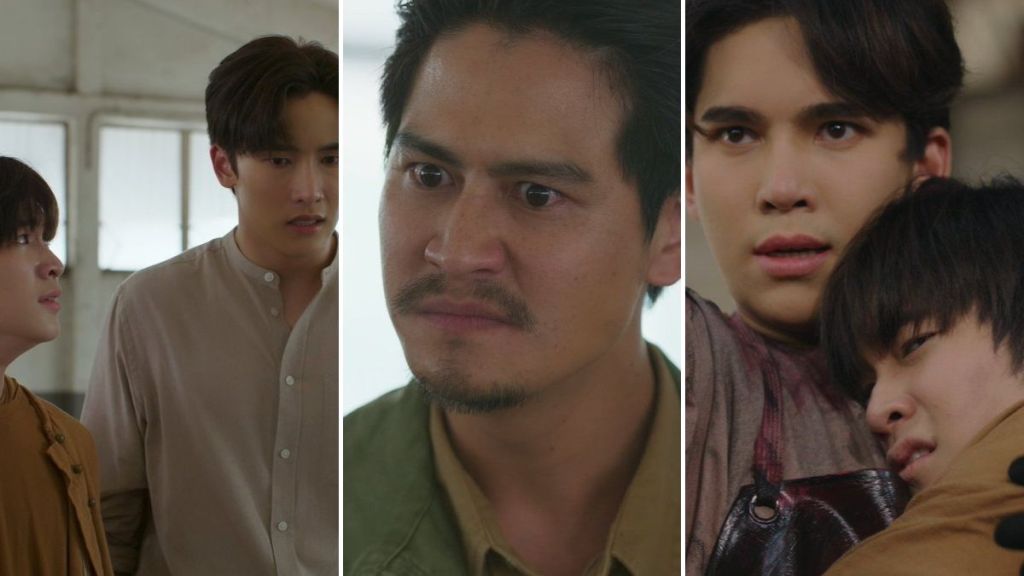 Nat Natasitt, Gun Thapanawat, Nam Rapeepat, and Max Kornthas in Two Worlds episode 4