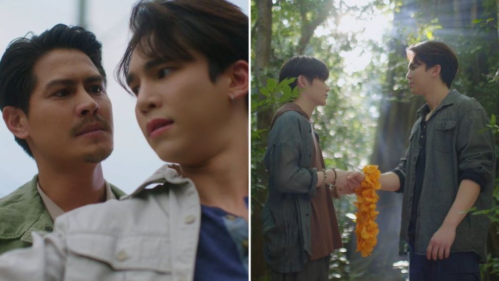 Nam Rapeepat, Max Kornthas, and Nat Natasitt in Two Worlds episode 5