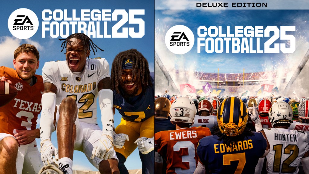 EA College Football 25 featuring Edwards, Ewers, Hunter