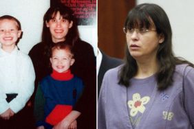 Andrea Yates with her two kids in a family photo, Andrea Yates listens as the verdict is read