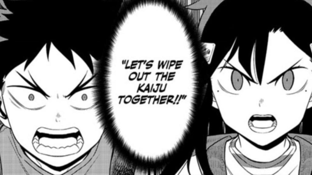 Kafka Hibino and Mina Ashiro in Kaiju No. 8 Chapter 110