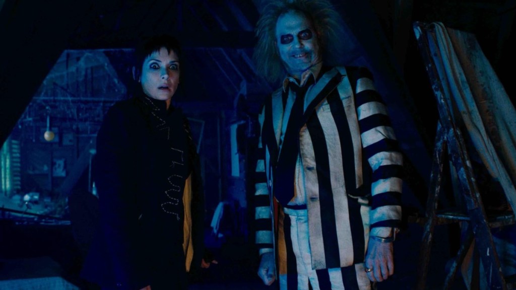 Winona Ryder and Michael Keaton in Beetlejuice Beetlejuice.