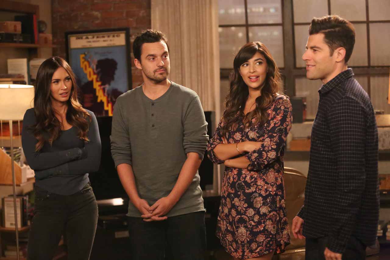 NEW GIRL:  L-R:  Guest star Megan Fox, Jake Johnson, Hannah Simone and Max Greenfield in the "Wig" episode of NEW GIRL airing Tuesday, Feb. 16 (8:00-8:30 PM ET/PT) on FOX.  Â©2016 Fox Broadcasting Co.  Cr:  Adam Taylor/FOX