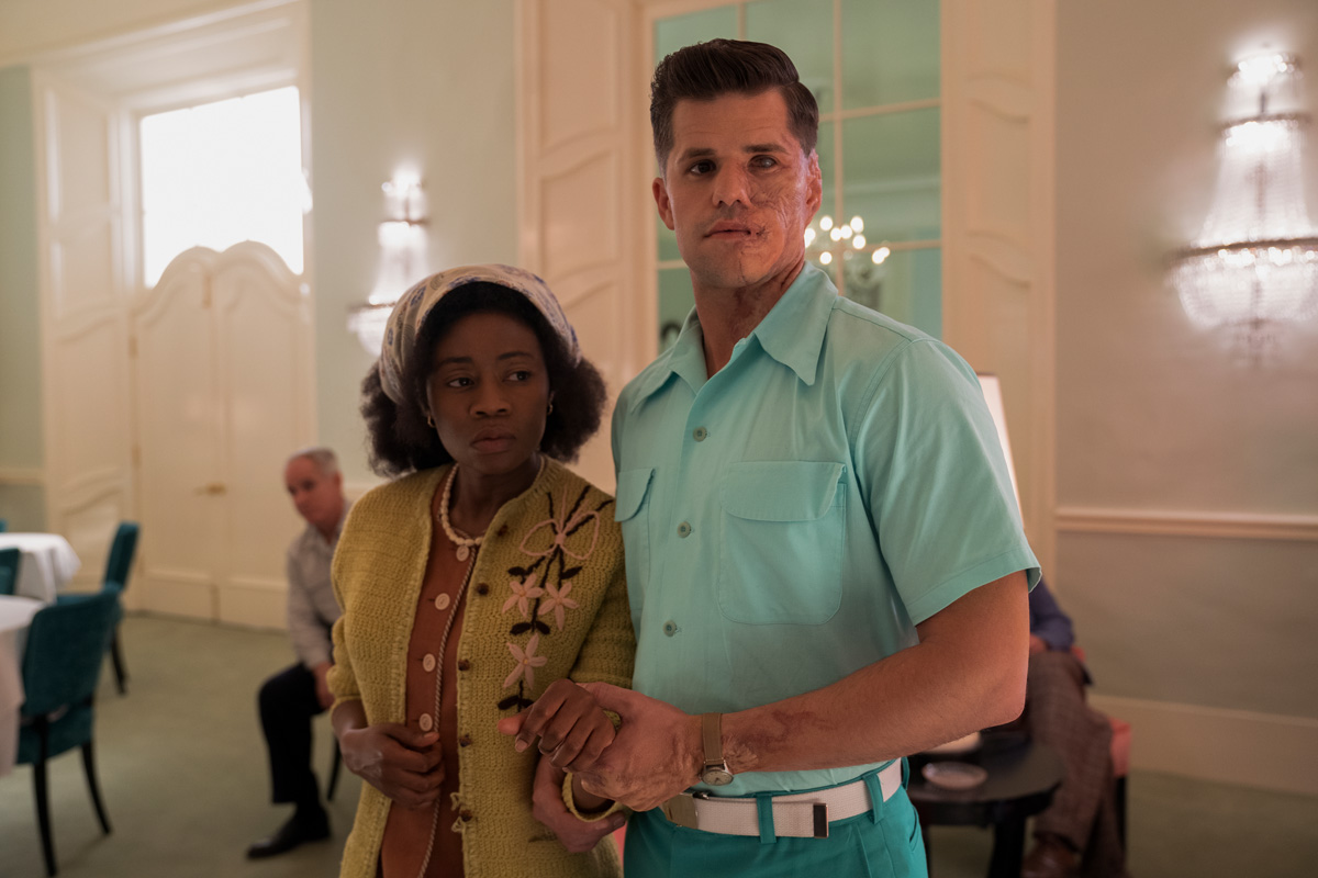 RATCHED (L to R) LIZ FEMI as LEONA and CHARLIE CARVER as HUCK FINNIGAN in episode 101 of RATCHED Cr. SAEED ADYANI/NETFLIX Â© 2020